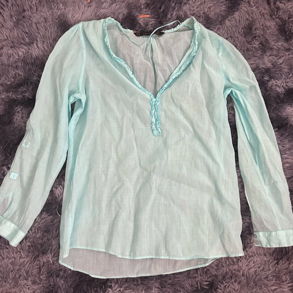 Zara teal blouse